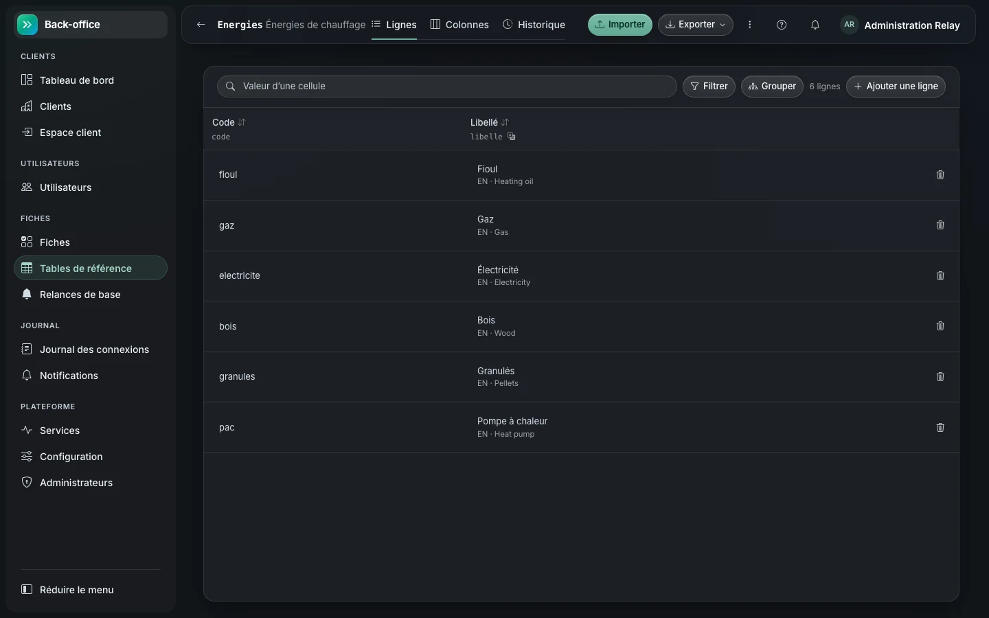 Les tables de référence et leurs versions dans Relay